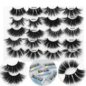 25mm 27mm Thick False Eyelashes Fluffy Mink Hand Made Fake Eye Lashes Extension Natual Look MN20