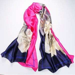 11Styles 100% Silk Women's Long Wrap Shawl Beach Scarf Red Flora Black Sparkly Rectangle Scarves 90X180cm 35"X70" Fashion