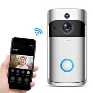 2021 newest wifi viideo V5 doorbell Smart Home Door Bell Chime 720P HD Camera Real-Time Two-Way Audio Night Vision PIR Motion Detection on Sale