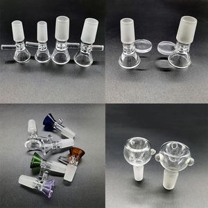 Wholesale Bong Hookahs Glass Bowl Slide Heady Thick Round Funnel 4style 14mm 18mm Male With Handle Tobacco Herb Dry Oil Burner Smoking Pipe Dab Rig Smoke Accessory