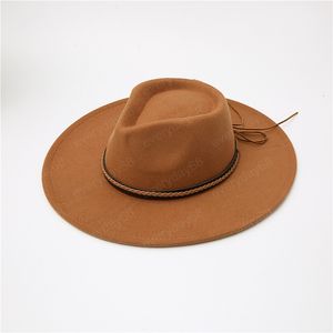 Cappello Fedora in lana a tesa larga Donna Uomo Cappelli in feltro di lana imitazione Panama Fedora Chapeau Sombrero