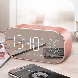 Wholesale bluetooth speaker gold for sale - Group buy Bluetooth speaker Rose Gold S2 Bluetooth wireless mini alarm mirror small stereo computer car subwoofer soft creative bedside speakers