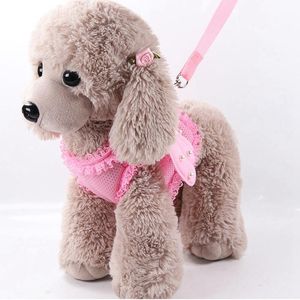 Söt Pet Harness Leashes Angel Wing Princess Puppy Pearl Justerbar Leads för små medelstora stora hundar