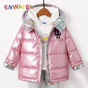 Enwayel unisex crianças para baixo jaquetas para meninos meninas crianças casaco com capuz roupas aquecer casacos outwear outono inverno lj201125
