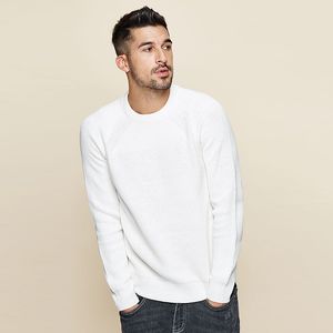 Wholesale white spring sweater resale online - KUEGOU Spring Cotton Plain Black White Sweater Men Pullover Casual Jumper For Male Brand Knitted Korean Style Clothes
