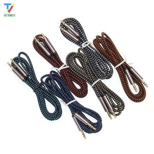 1.5m 3.5mm Kabel audio Nylon Kabel Aux 3.5mm Wtyczka Kabel Audio Kabel Linia Aux Cord do przenośnych odtwarzaczy CD / MP3 300 sztuk / partia