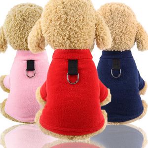 Warm Pet Clothes Fleece Solid Dog Sweater Winter Small Medium Dogs Pets Coat D Type Buckle Jackets Pet Supplies YG914