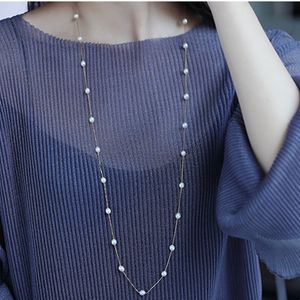 Real 925 Sterling silver necklace Perfect natural pearl choker necklace 120cm long necklace for women Fashion jewelry Q0531