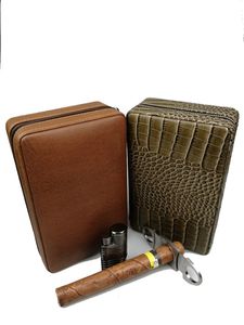 Spot personalizzato Custodia per sigaro cubano consegnata forbici per sigari portatile Humidor Gohiba Borsa da viaggio in pelle di vacchetta borsa da viaggio valigia Borse, bagagli Accessori scatola di coccodrillo 1