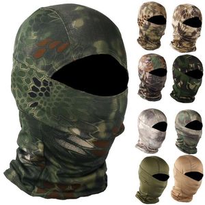 Unisex Camo Print Outdoor Kamuflaż Kolarstwo Balaclava Neck Geter Cap Full Twarzy Pokrywa Motocyklowe Czapki Rowerowe Maski