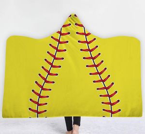 Outdoor Collectable New Baseball Softball Hooded Blanket Sport Boll Kasta Blanketter med Hood Soft Warm Sherpa Fleece Home Blankets Wrap för barn