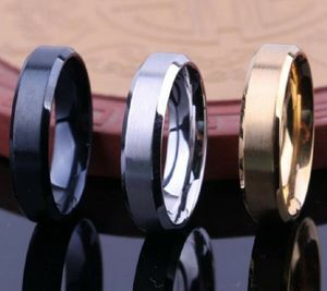 100 pçs Comfort Fit Ouro Prata Preto 6mm de Largura Banda de Aço Inoxidável Anel de Casamento Masculino Feminino Jóias
