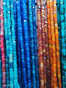 5 Different Color Square Gemstone String Strands Length 15 Inch Mixed Color DIY Cube Stone Beads for Bracelets or Necklaces