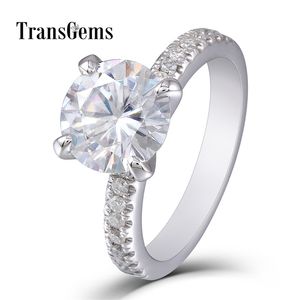 Transgems 2ct Gold Ring 2 Ct 8 мм алмаз 14K 585 Обручальное кольцо для женщин в белом золоте для женщин Y200620
