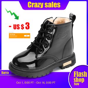 Nowe buty dla dzieci Rozmiar 21-35 Martin Buty na dziewczynę PU Leather Wodoodporna zima Dzieci Buty śnieżne Dziewczyny Gumowe buty LJ201027