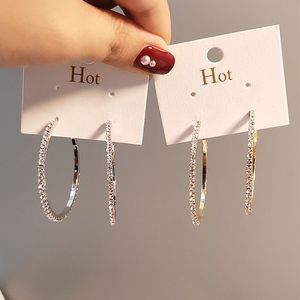 2021 Bahar Trendy Takı Bling Tam Taklidi Kristal Hoop Charm Küpe Altın S925 Gümüş Büyük Boy