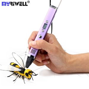 Myriwell Schermo LED Penna 3D ABS/PLA/PCL 1.75mm Filamento Ricarica USB Penna per stampa 3D Regalo giocattolo creativo per bambini Design 201214