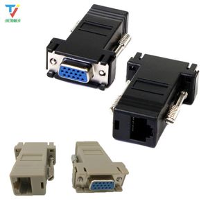 VGA-Extender-Adapter, Buchse auf Lan, Cat5, Cat5e/6, RJ45-Ethernet-Buchse, verbindet VGA mit RJ45, Schwarz, 100 Stück/Menge