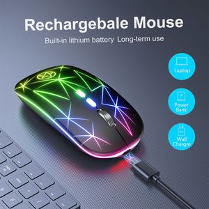 Kablosuz Fare USB 2.4 GHz Bilgisayar Fareler Gamer Ergonomik RGB Oyun Fareleri Sessiz PC Laptop A20 Işık Yıldızları Şarj Edilebilir