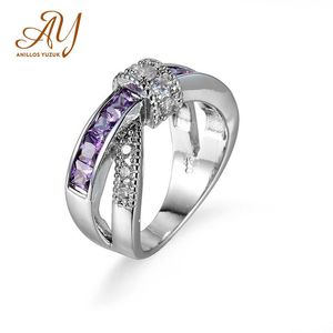Anillos Yuzuk Jewelry Pouple Amethyst Stone Rings For Women Vintage Sterling Silver Engagement Wedding Jewelry