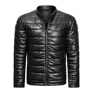Jaqueta de PU PADDING para homens jaqueta de couro pu pu casual casual jaqueta de bombardeiro homens quentes parka mens inverno jaquetas 211216