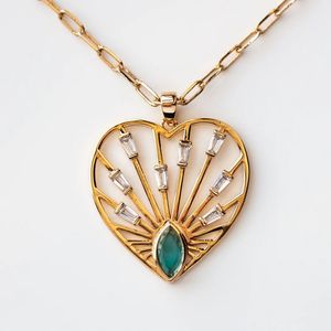 2021 Valentinstag Modeschmuck Geschenk für Liebhaber Freundin Gold Farbe Offene Gliederkette Aushöhlen CZ Herz Halskette