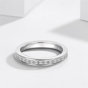 2021 新着シンプルなファッションジュエリーリアル 100% 925 スターリングシルバーフルプリンセスカットホワイトトパーズ CZ ダイヤモンド女性結婚指輪リングギフト