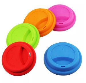 Silicone Cup Lids 9cm Anti Dust Spill Proof Food Grade Lid Coffee Mug Milk Tea Cups Cover Seal Lids 13 Colors