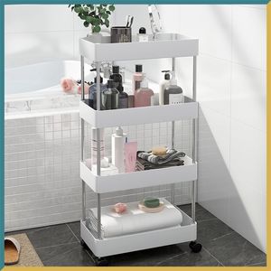 2/3/4 Strati Scaffale Carrello da cucina Scaffale mobile Mobili per la casa STORAG BOX Organizer da bagno con ruote Armadio stretto 220216