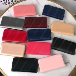 Designer Wallets shinny patent leather embossing long coin Purse women Bags Card Holder women zipper Purses Fashion men wallet Wholesaler moonholder03 M60017