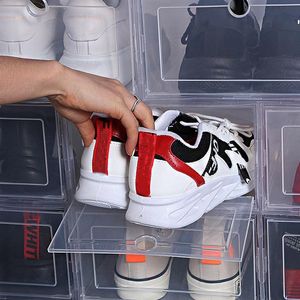 6 шт. пластиковый чехол для обуви, утолщенный прозрачный ящик для ящиков, пластиковые коробки для обуви, штабелируемая коробка, органайзер для обуви, коробка для обуви C0116247T