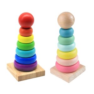 Interactive Toy Wooden Stacking Block Rainbow Stimulation Puzzle Board Creative Sorting Game Plugging Toy Toddler Gift