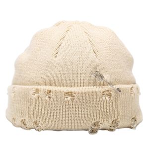 Berretto Docker lavorato a maglia invernale con spilla Berretti da pesca a strascico Cappello melone strappato Bordo arrotolabile Zucchetto per uomo Donna