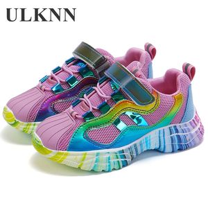 Scarpe casual in mesh traspirante da ragazza Paillettes antiscivolo con fondo morbido Scarpe da ginnastica nere per bambini estivi Sport per bambini Bianco 27-37 210308