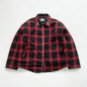 Black Red Plaid Coats Autumn Winter Casual Men's Jacket Thick Warm 2024ss Parka