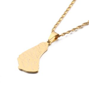 Chains Gold Color Stainless Steel Map Of Barbados Island Pendant Necklaces Fashion Silver Plated Jewelry Gift