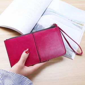 HBP New Fashion Women Office Lady PU Leather Long Purse Clutch Zipper Business Wallet Bag Card Holder Big Capacity Wallet FUCHSIA