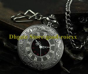 Casual Gift Black DLC Coating Women's Pocket Watch Necklace Accessories Sweater Chain Ladies Hanging Mens Mirror Ladys Watches AA00201