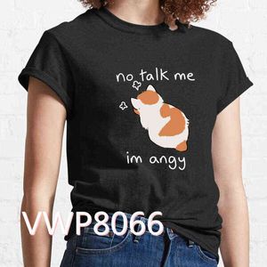 Kawaii Cat T-shirt Kvinnor Skriv ut Nej Talk Me Im Angy Camisas Grafisk Svart Tees Gullig T-shirt Sommar Toppar Letter Tshirt Dropshipping G220310