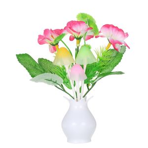 AC110-220V LED Flower Vase Potted Wall Lamp Night Light Sensitive Light Control Automatisk färgförändring