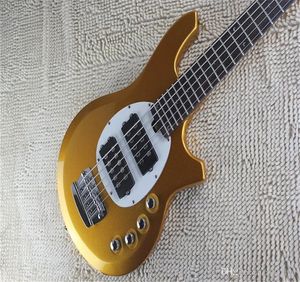 2021Top Qualidade Música 5 Cordas Activas Pickups Bongo Music Homem Bass Guitar em Azul com Caso