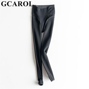 Gcarol 겨울 여성 두꺼운 양털 레깅스 일체형 바지 높은 허리 슈퍼 스트레치 기본 단계 legging 외부 착용 바지 LJ201104