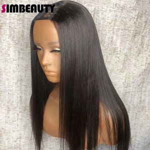 Indian Remy Human Hair Glueless u Teil Perücken für weibliche seidige, gerade vollständige Maschine mit 30 Zoll 250 Dichte natürliche schwarze Perücke 100% unverarbeitet