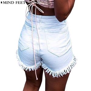 Mind fötter kvinnor shorts bomull denim vadim kvinnlig sommar tofs sexig skinny knäppfickor casual smal penna kort jeans t200602