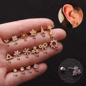 Zircon lip nail fashion Stainless steel screw stud earrings Stud personality puncture multi-function adorn article