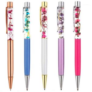 Bollpoint pennor Creative Pen Metal Ball Office Supplies Rose Golden Gold Dynamic Liquid Flower Pen1