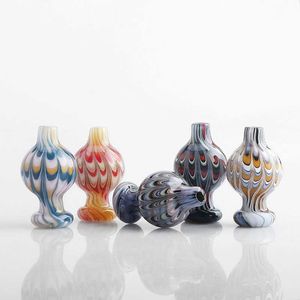 US Color Smoke Glass Bubble Carb Cap 25mmOD With Feather Style Colorful Heady Glass Caps For Quartz Banger Nails Water Bongs