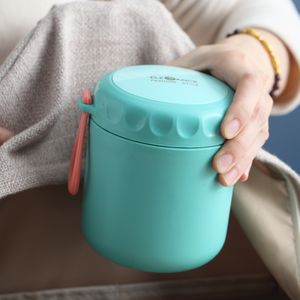 Pure Color Portable Lunch Box Water Cups Stainless Steel Heat Preservation Tank Porridge Soup Vacuum Cup Insulated Food Containers js J2