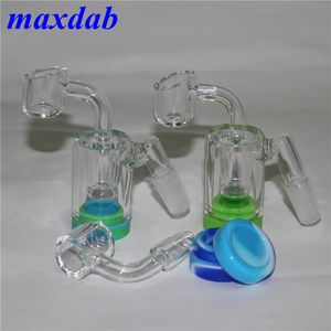 2,2 pollici vetro narghilè bong cenere catcher ashcatcher con tubi dell'acqua in silicone mini banger al quarzo da 14 mm