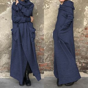 가을 여성의 긴 재킷 Zanzea Cowl 목 코트 Kaftan 긴 소매 카디건 여성 오픈 프런트 outwears Parkas Plus 크기 T200212